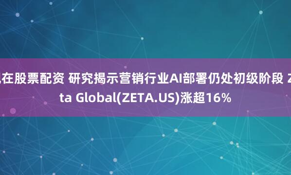 现在股票配资 研究揭示营销行业AI部署仍处初级阶段 Zeta Global(ZETA.US)涨超16%